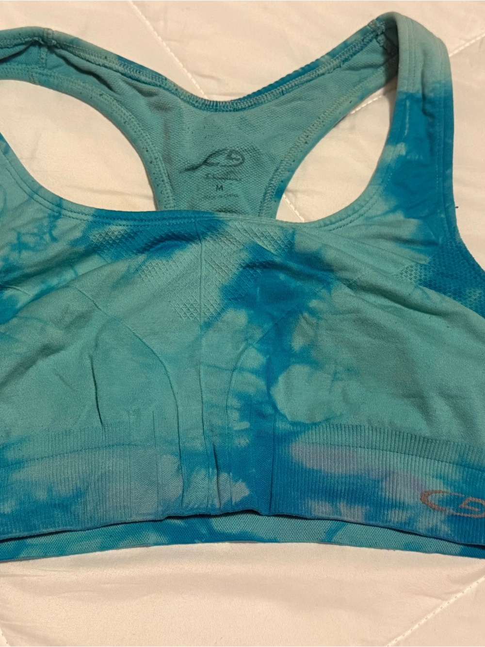 Seamless Tie-Dye Racerback Sports Bra - Teal/Blue